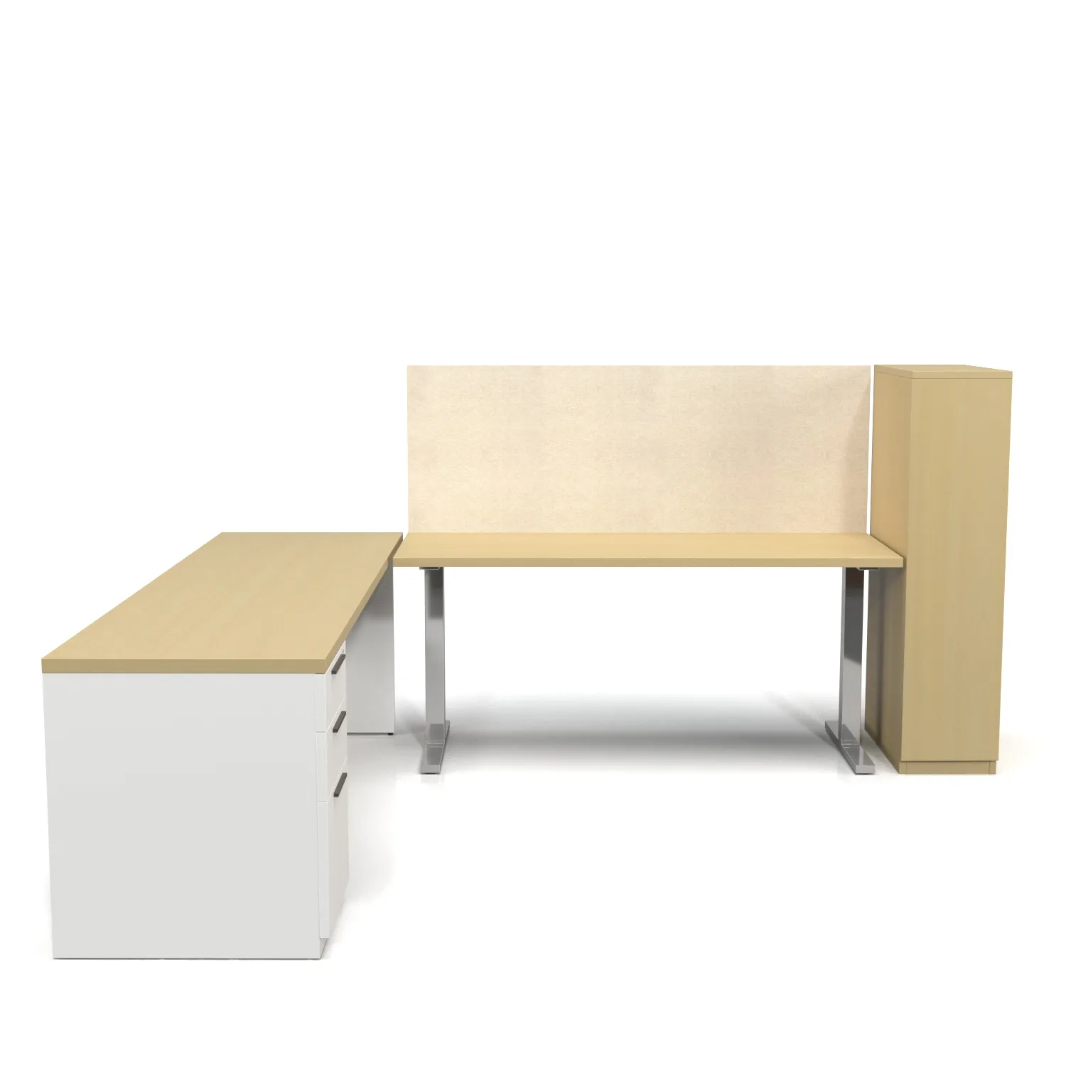L Shape Adjustable Office Desk And Table PBR 3D Model_03